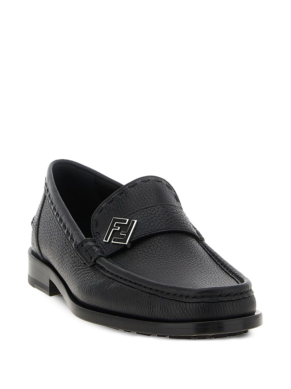 Fendi Leather Penny Loafers with FF Hardware – Black