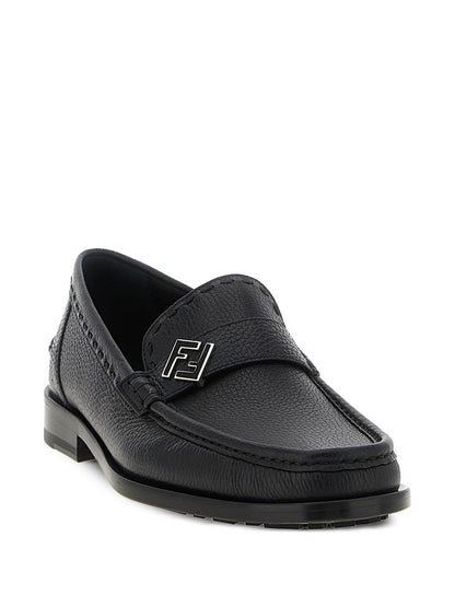 Fendi Leather Penny Loafers with FF Hardware – Black