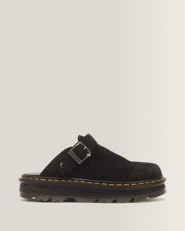 Zebzag Suede Casual Slingback Platform Mules — Black