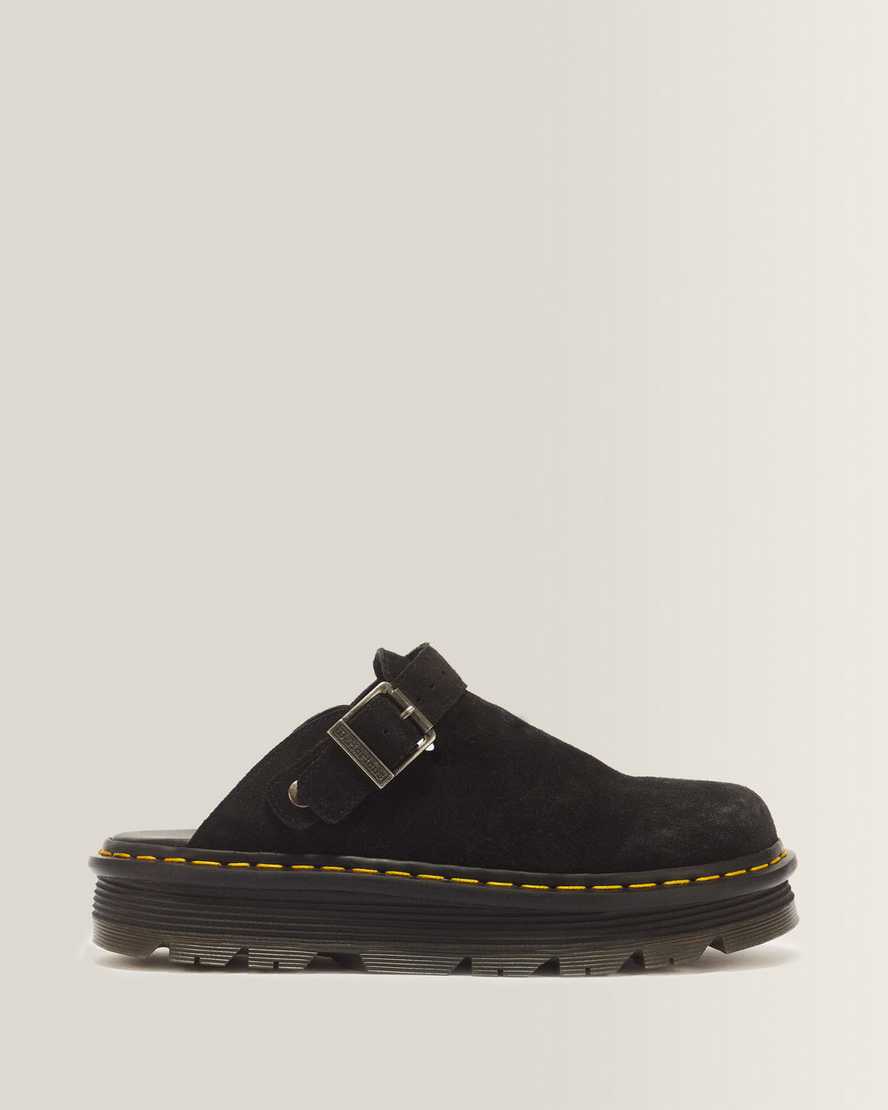 Zebzag Suede Casual Slingback Platform Mules — Black