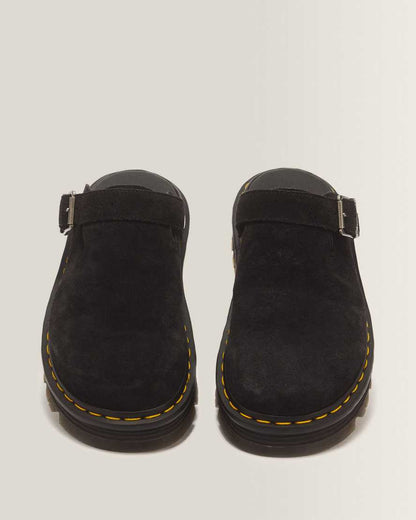 Zebzag Suede Casual Slingback Platform Mules — Black