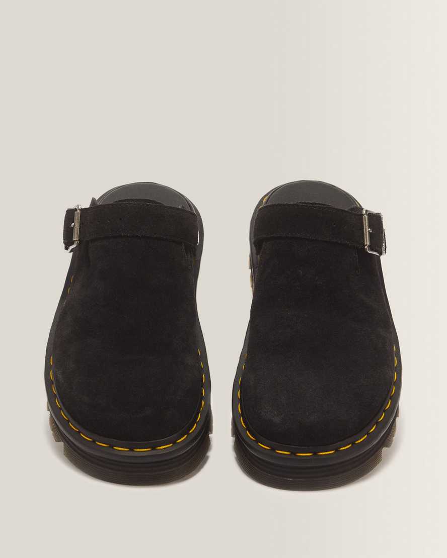 Zebzag Suede Casual Slingback Platform Mules — Black