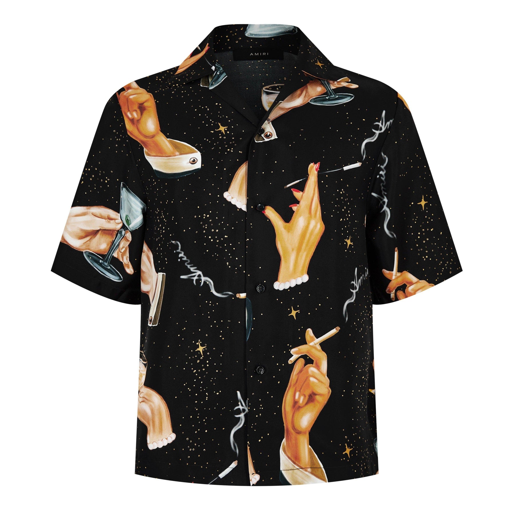 Champagne-Print Silk Shirt