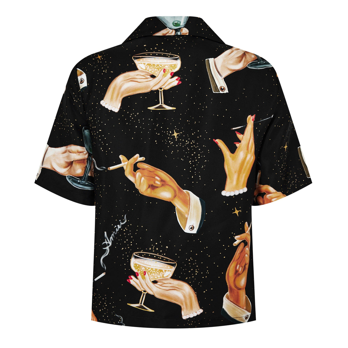 Champagne-Print Silk Shirt