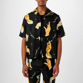 Champagne-Print Silk Shirt