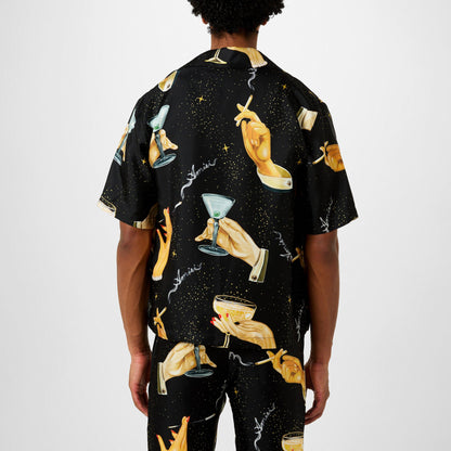 Champagne-Print Silk Shirt
