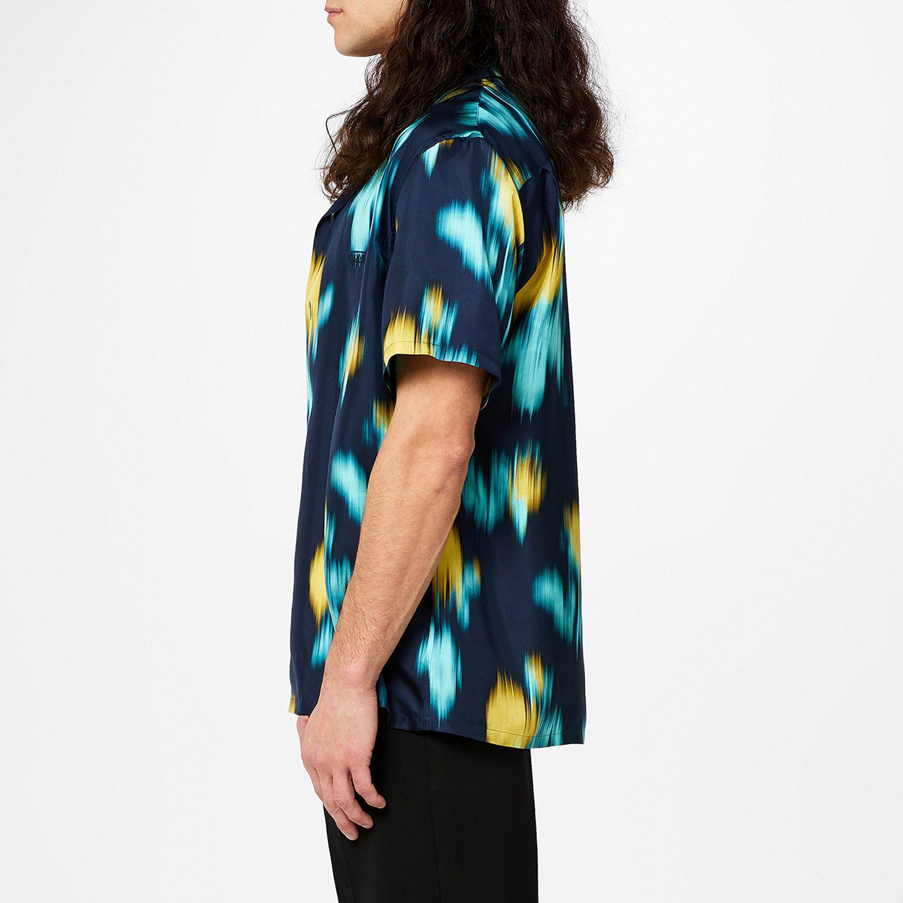 Blurred Floral Print Bowling Shirt