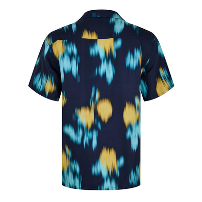 Blurred Floral Print Bowling Shirt