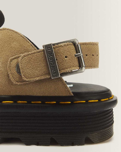 Zebzag Suede Casual Slingback Platform Mules — Savannah Tan