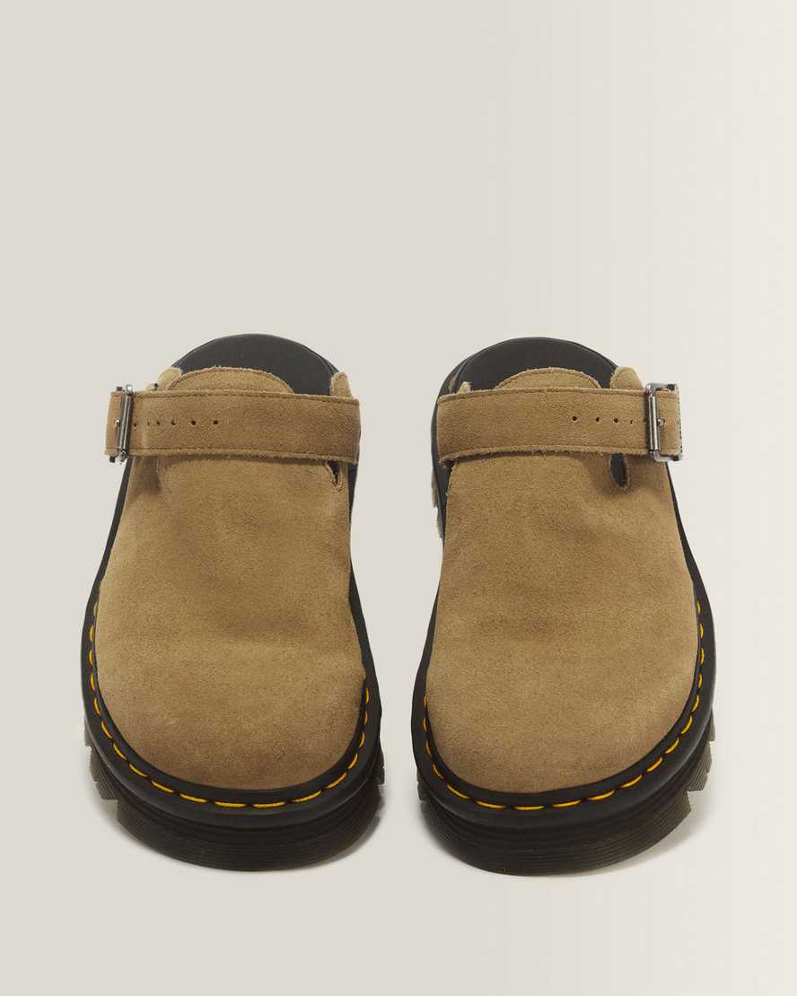 Zebzag Suede Casual Slingback Platform Mules — Savannah Tan