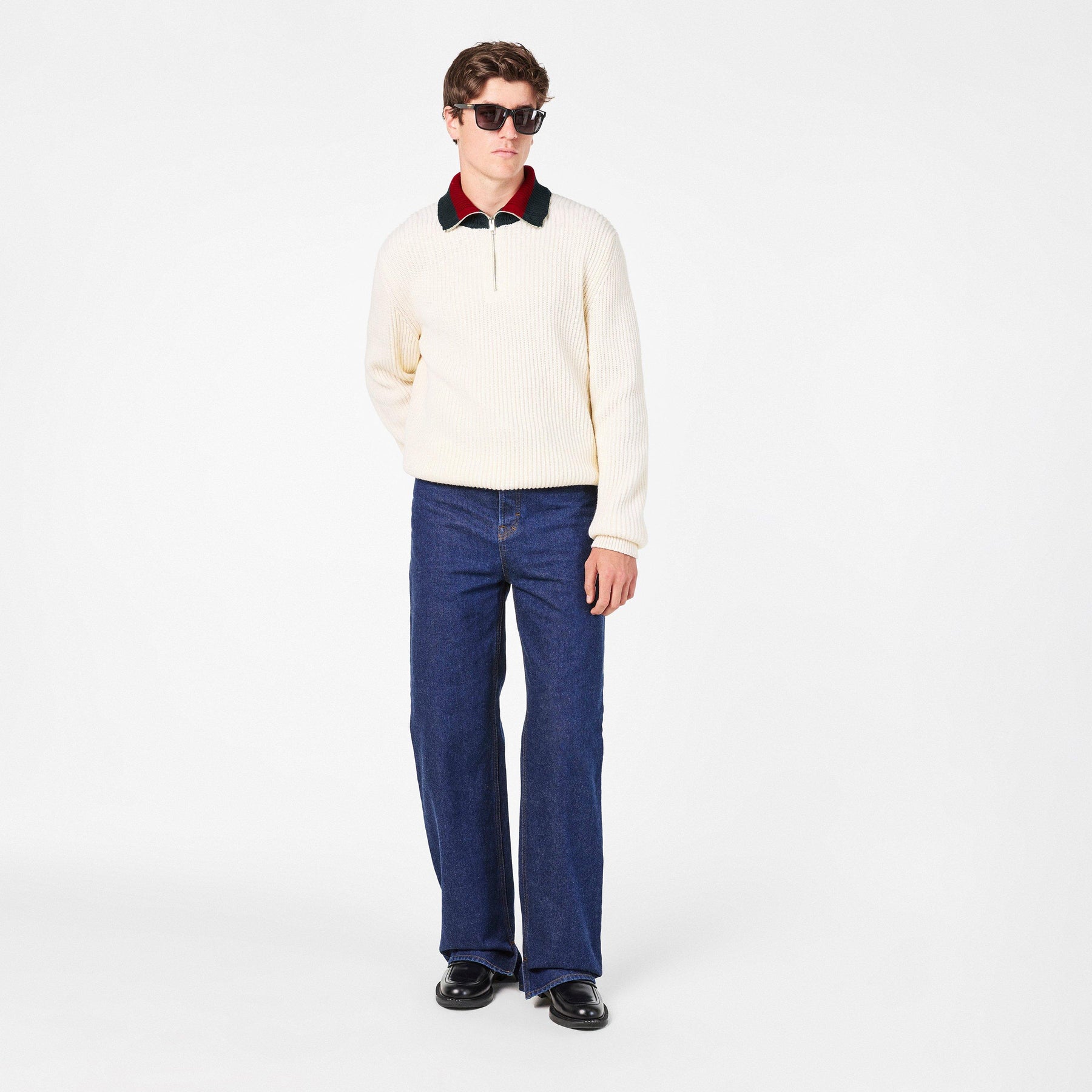 Knitted Quarter Zip Web Jumper