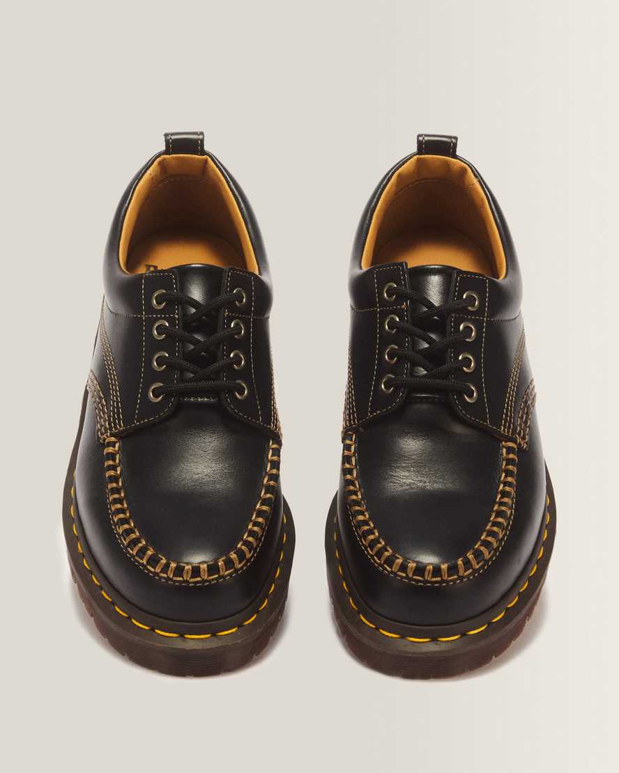 Lowell Leather Moc Toe Shoes — Black