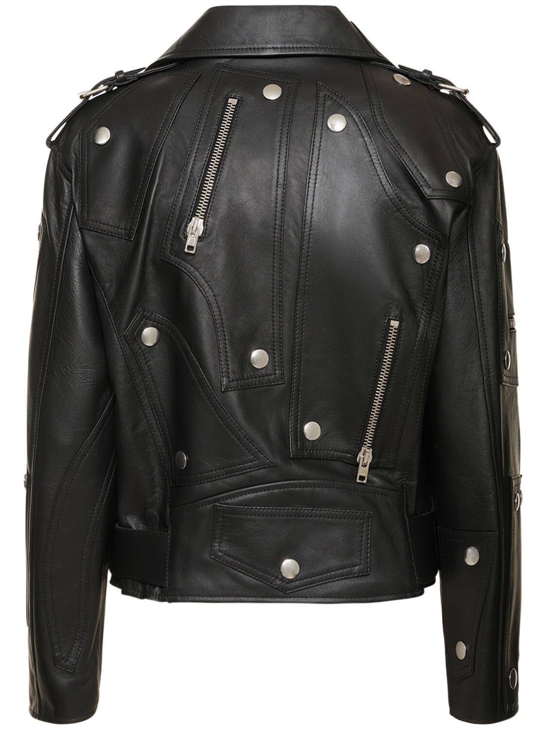 Moschino Moschino Leather belted jacket w/ zip details - Size: M Jackets | Shop From The Mirage