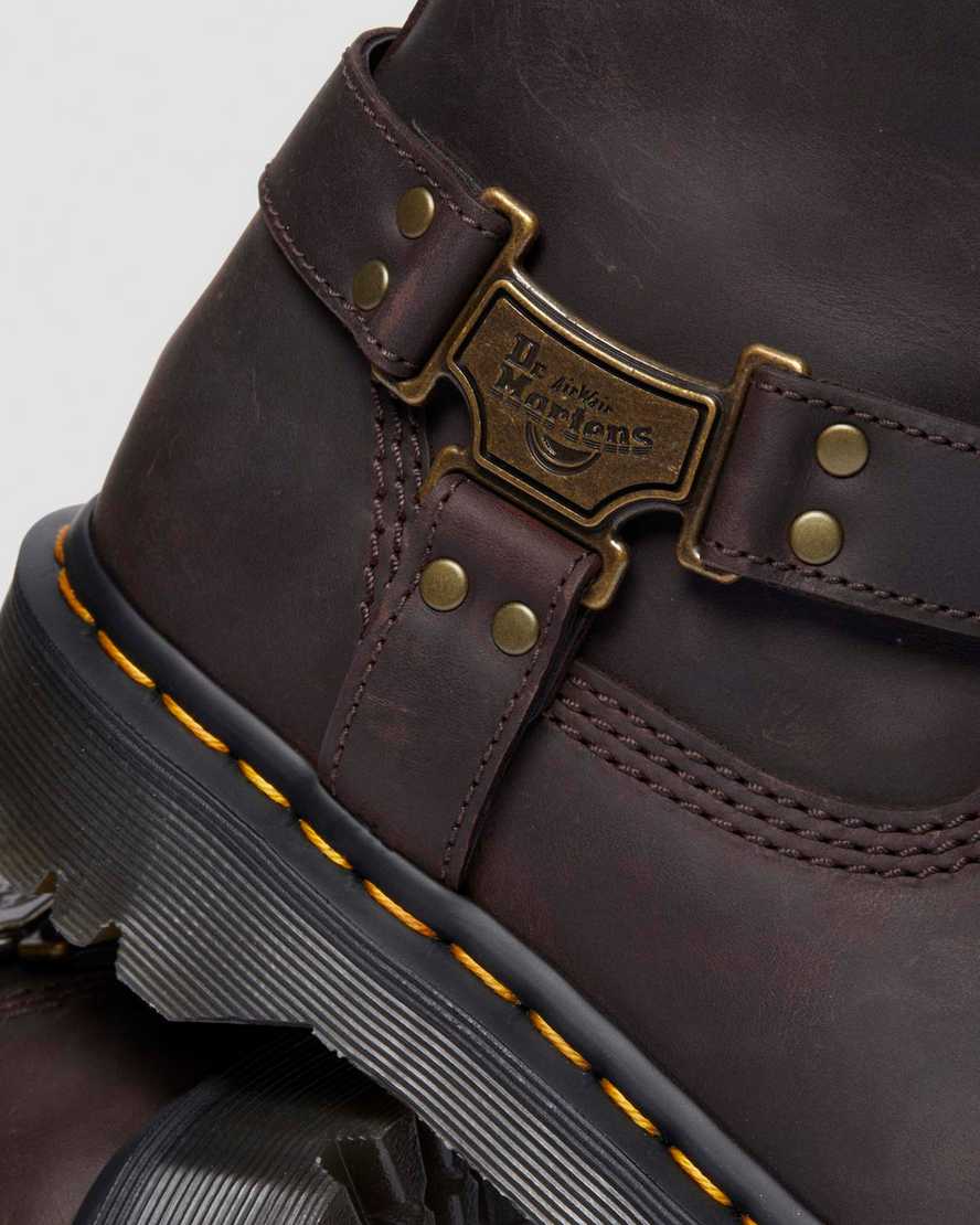 Anistone Hi Leather Biker Boots — Dark Brown