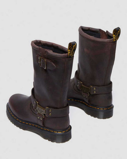 Anistone Hi Leather Biker Boots — Dark Brown
