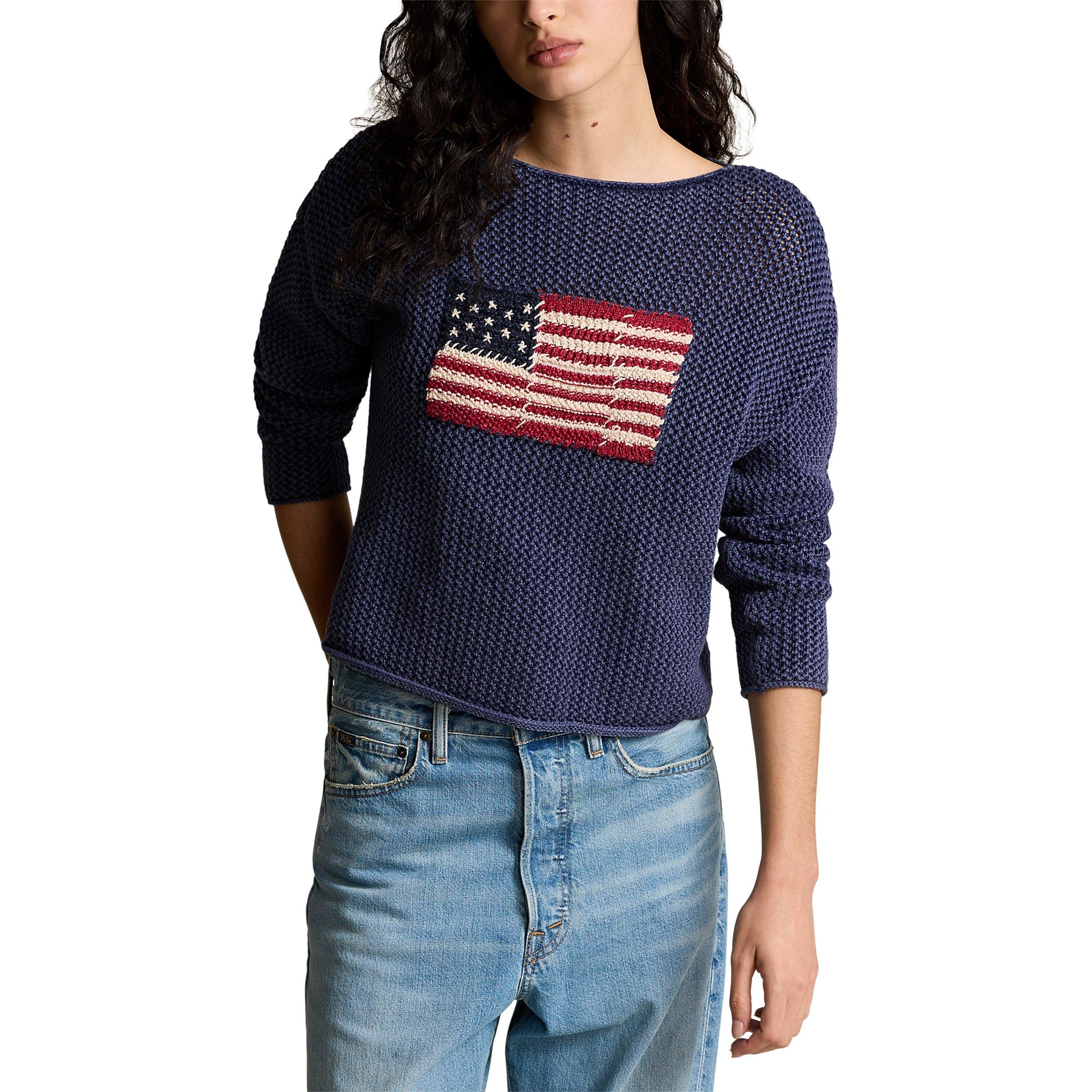 Flag Pointelle Cotton-Linen Jumper