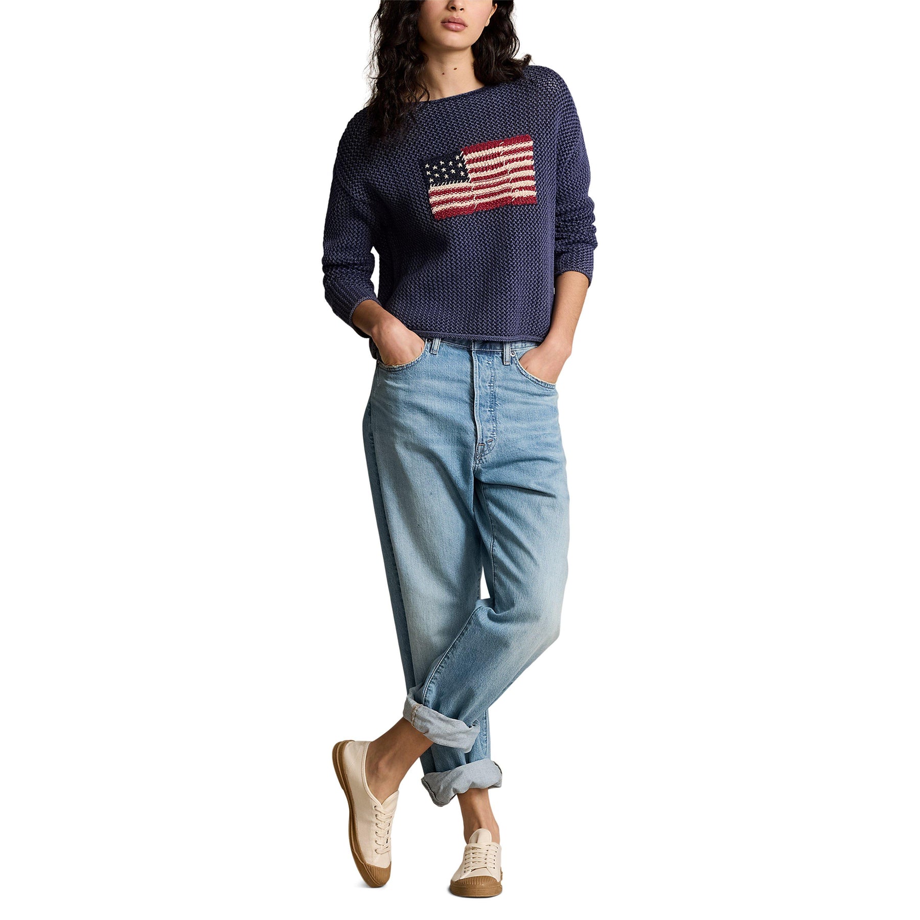 Flag Pointelle Cotton-Linen Jumper
