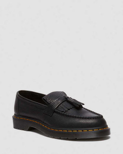 Adrian Yellow Stitch Ambassador Leather Loafers — Black