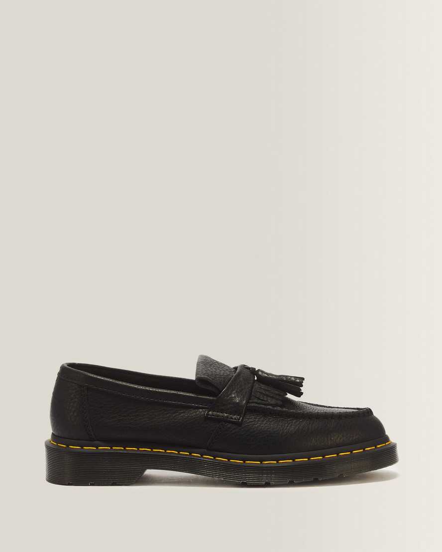 Adrian Yellow Stitch Ambassador Leather Loafers — Black