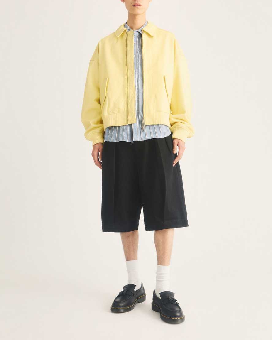 Adrian Yellow Stitch Ambassador Leather Loafers — Black