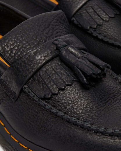 Adrian Yellow Stitch Ambassador Leather Loafers — Black