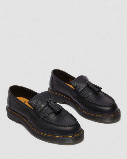 Adrian Yellow Stitch Ambassador Leather Loafers — Black