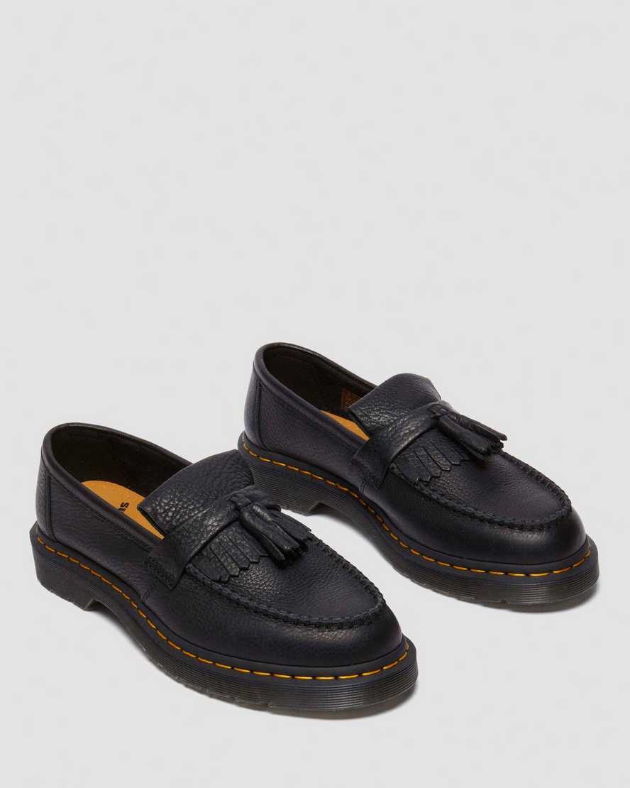 Adrian Yellow Stitch Ambassador Leather Loafers — Black
