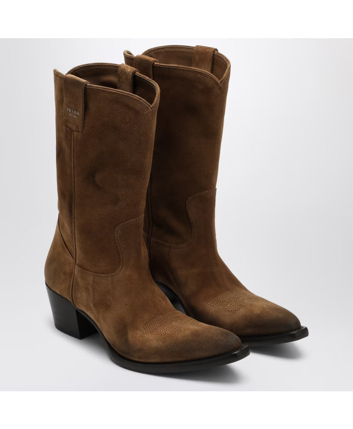 Prada Brown Mid Boots with STIVALE MEDIO