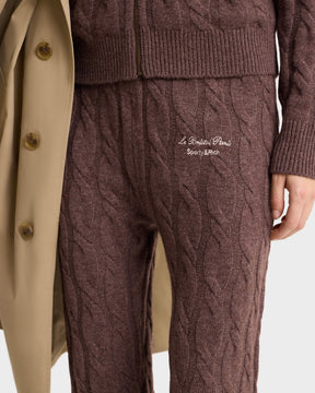 Faubourg Cableknit Wool Cashmere Pants - Chocolate/Cream