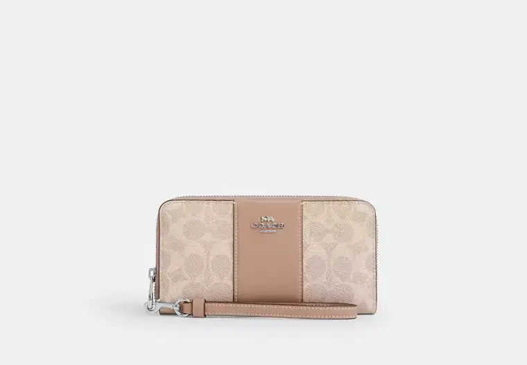 Coach Long Zip Around Wallet In Signature Canvas With Stripe - Wallets | Shop From The Mirage