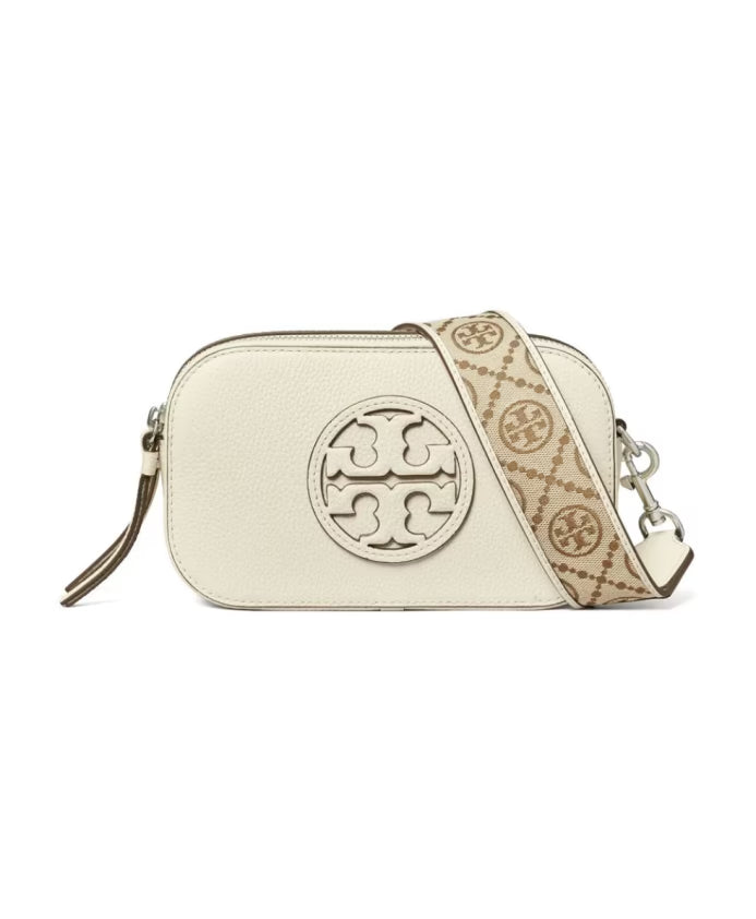 Chic Beige Shoulder Bag with Double T Motif