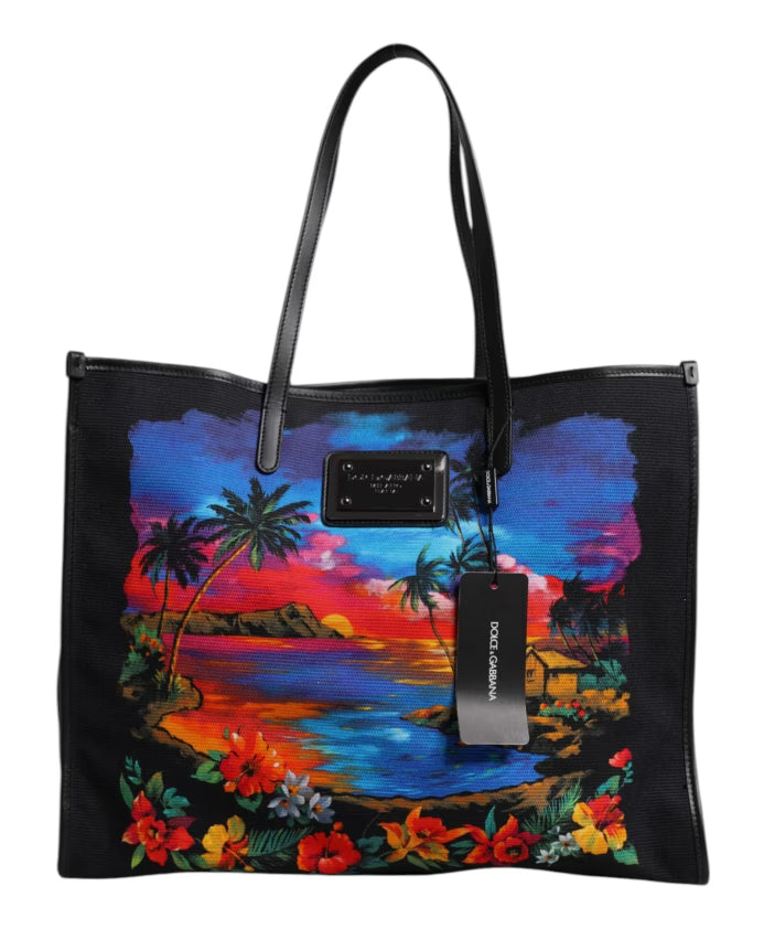 Graphic Print Top Handle Tote Bag
