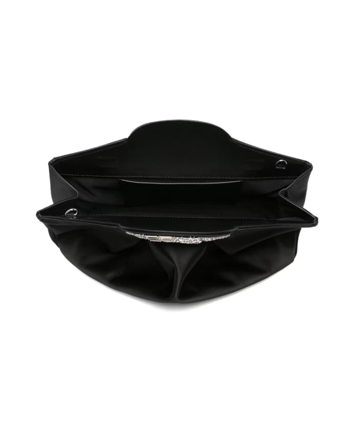 Black Crystal Embellished Pleated Bag