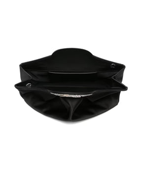 Black Crystal Embellished Pleated Bag