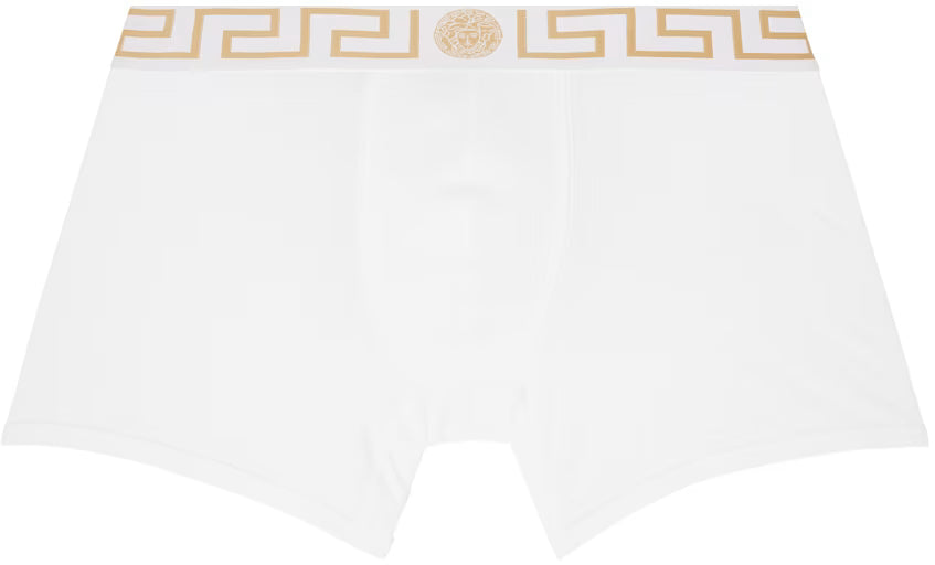 Versace Underwear White Greca Border Long Boxers