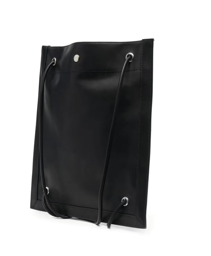 Flat Crossbody Bag Black Leather