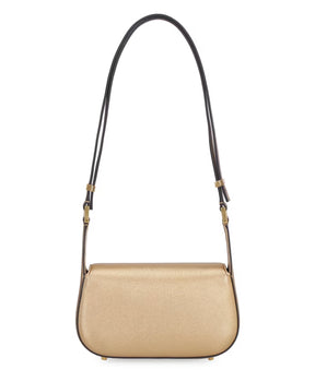 Metallic Leather Shoulder Bag with Flap