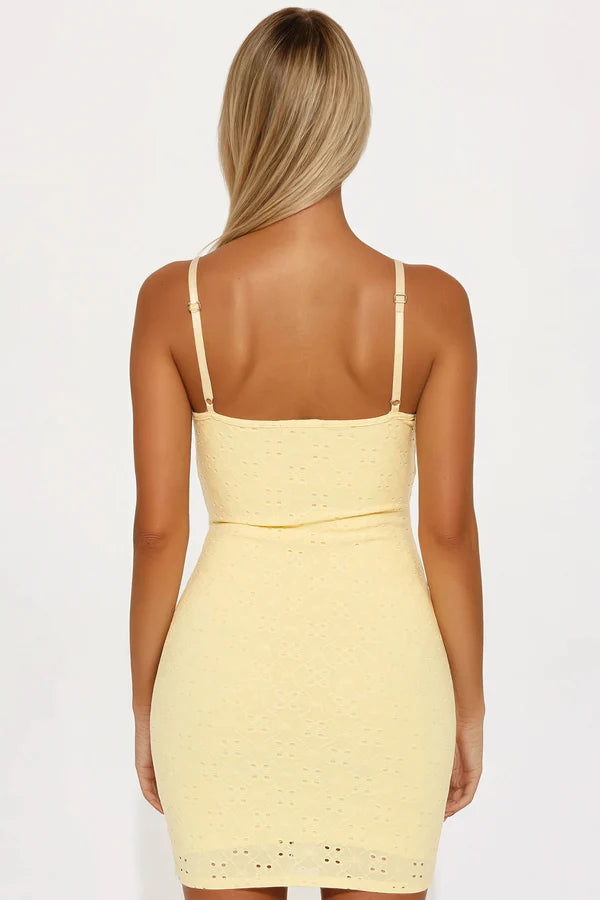 Abigail Eyelet Mini Dress - Butter Yellow