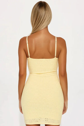 Abigail Eyelet Mini Dress - Butter Yellow