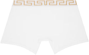 Versace Underwear White Greca Border Long Boxers