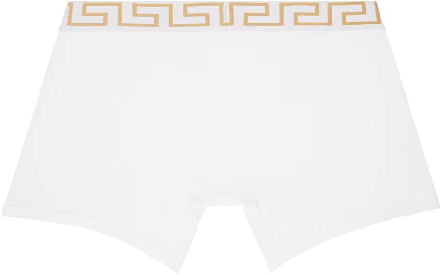 Versace Underwear White Greca Border Long Boxers