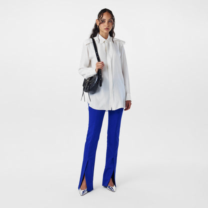High Waisted Slim Fit Split Hem Trousers