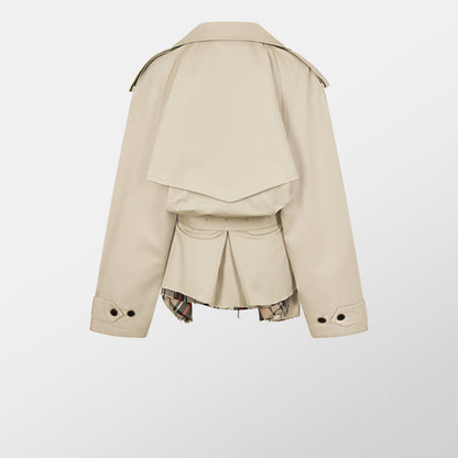 Short Cotton Long Sleeve Trench Coat