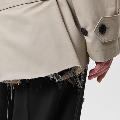 Short Cotton Long Sleeve Trench Coat