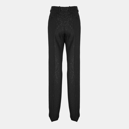Sequined Wool Blend Crepe Tailored Trouser