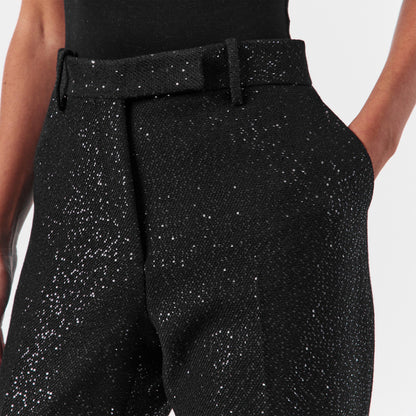 Sequined Wool Blend Crepe Tailored Trouser