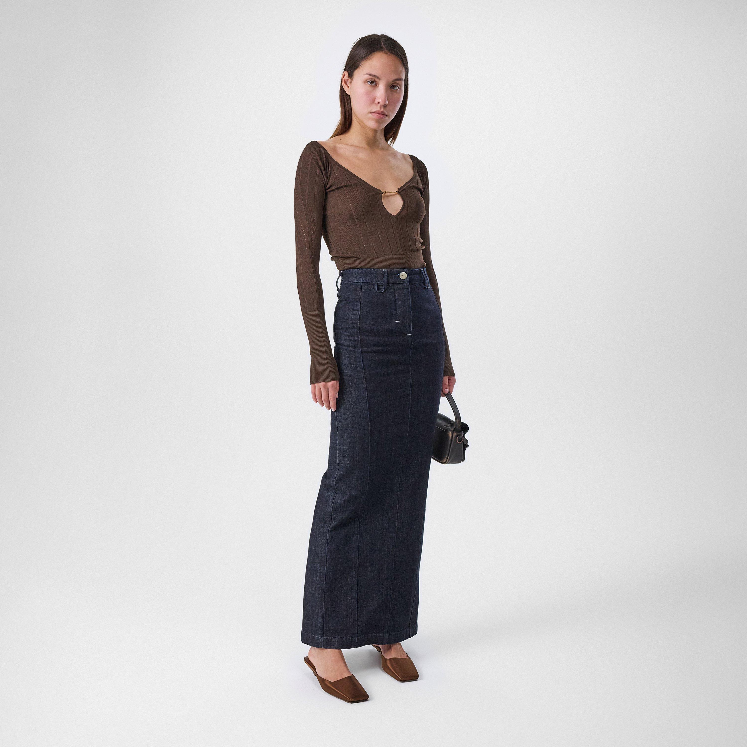 Denim Crayon Maxi Skirt
