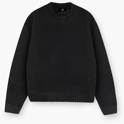 Open Gauge Knitted Lightweight Crew Neck Jumper