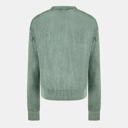 Open Gauge Knitted Lightweight Crew Neck Jumper