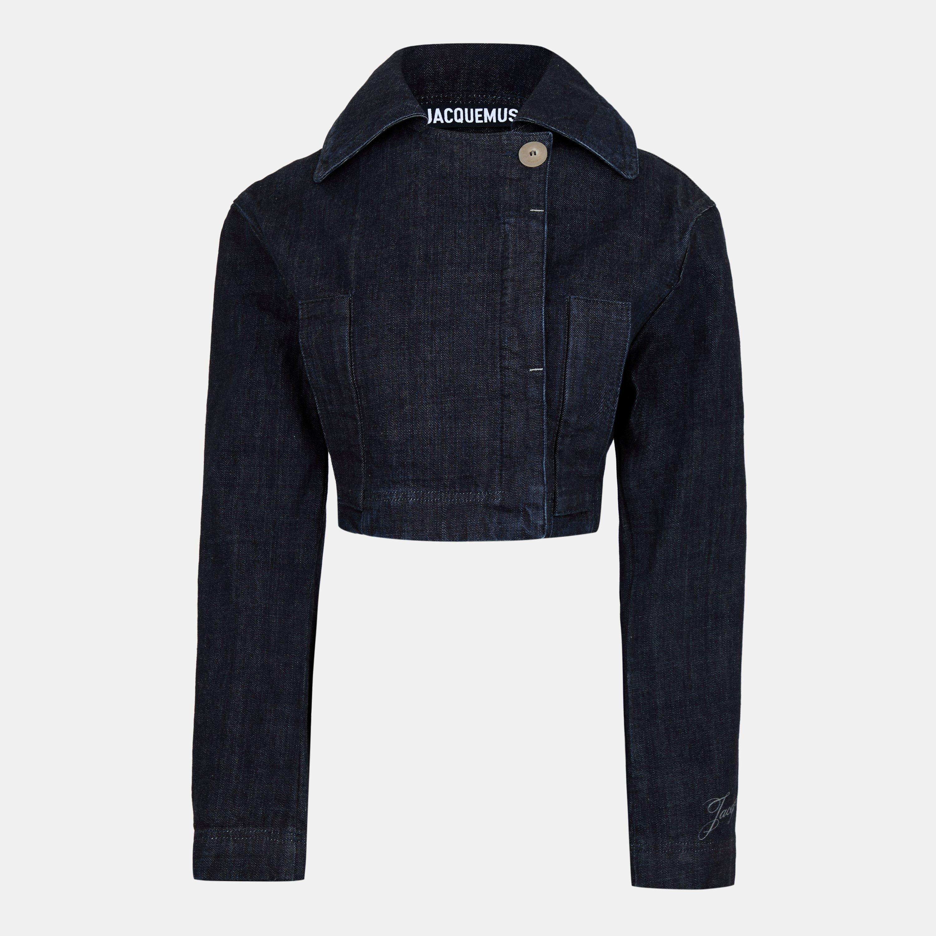Marino Cotton Cropped Long Sleeve Denim Jacket